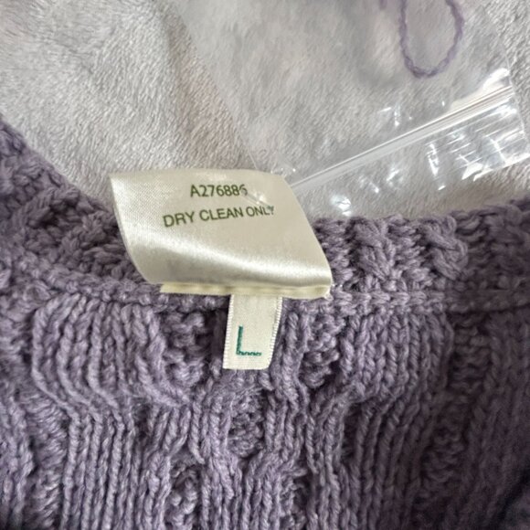 Kilronan Knitwear Merino Wool Cable Knit Cardigan Large Lavender Made In Ireland - Picture 4 of 7